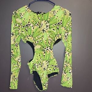Unlisted Green and Black Patterned One Piece Swimsuit